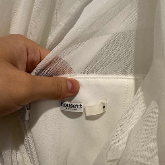 House of CB Yasmin White Plunge Midi Dress Long Sleeve, NWOT - Picture 13 of 14